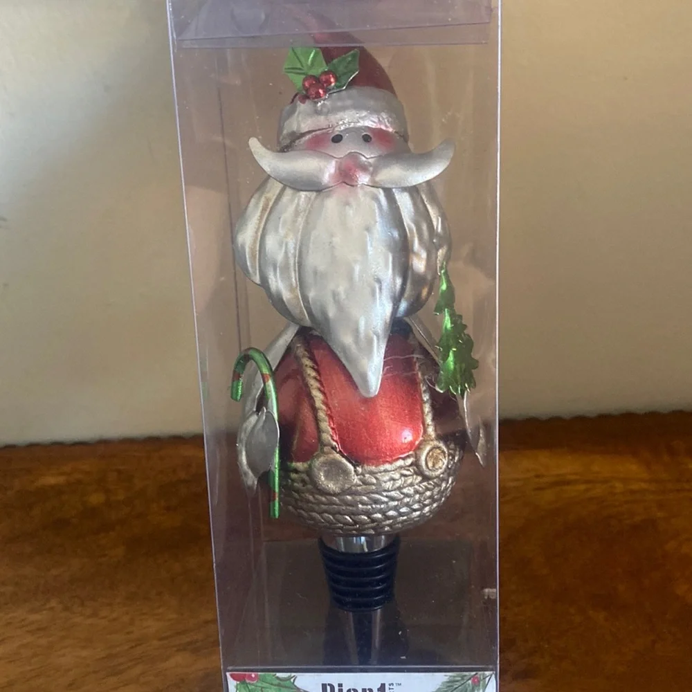 NWT Pier 1 Christmas Santa Wine Bottle Stopper Holiday New